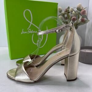 Sam Edelman Robyn Leather Ankle Strap Heel Gold I3433L4700 Women's 11M Tried On